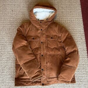 Levi’s Men's Brown Corduroy Hooded Jacket with Sherpa Lining